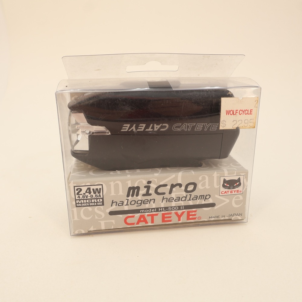 CatEye Micro Halogen Headlamp HL-500 II Black Vintage Bicycle Light Japan NOS
